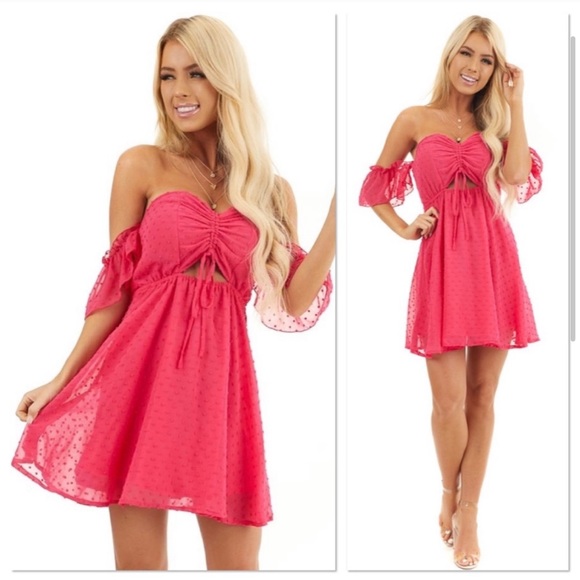 Clearance💥NWT Barbie pink Swiss dot skater dress - Picture 2 of 4